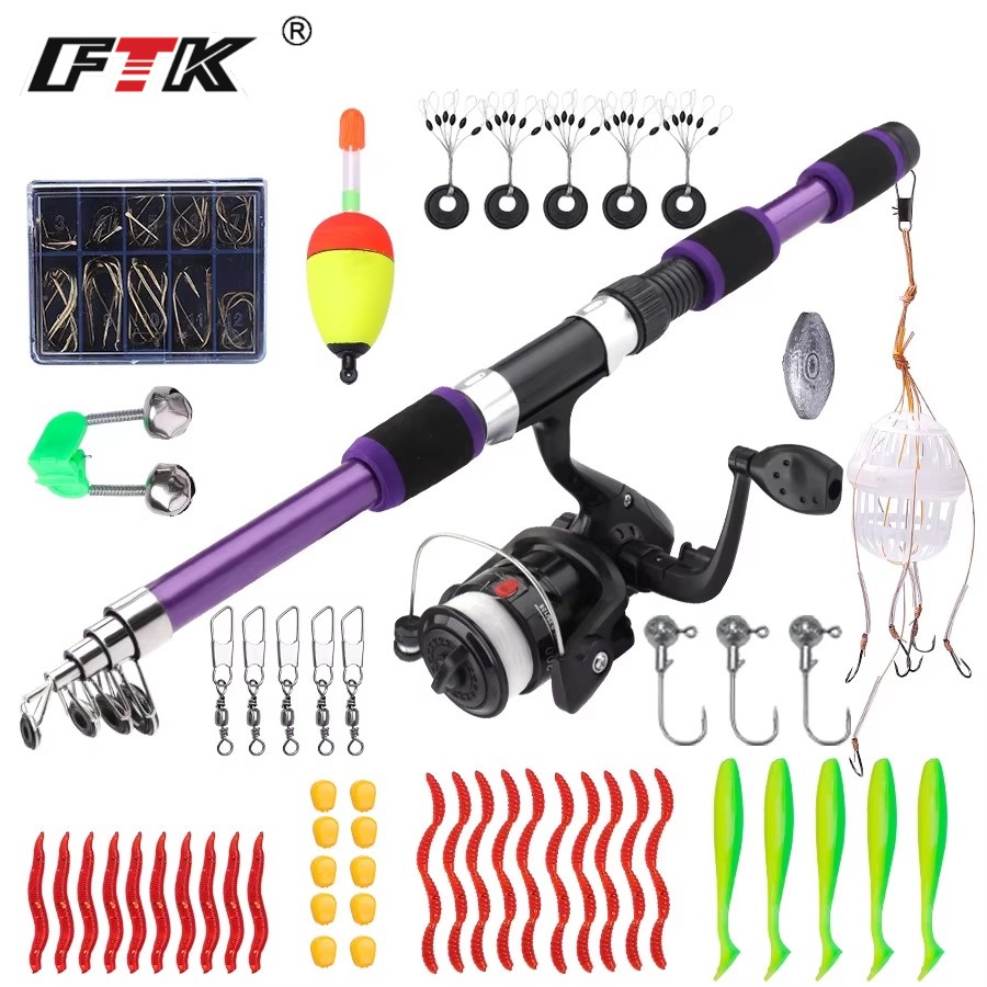 Fishing Line Spooler - FTK 1.8M Portable Spinning Fishing Rod