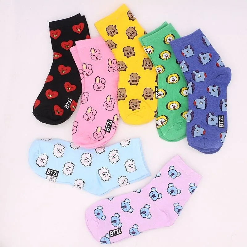 Kawaii BT21 Cartoon Socks Cute - đánh giá và giá Tippet Line