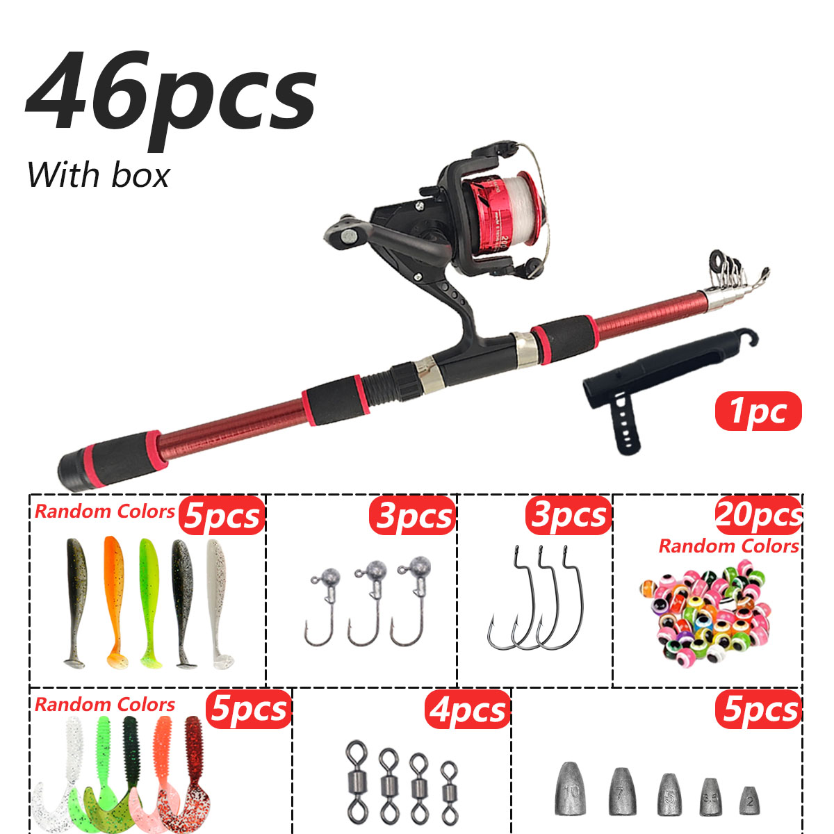 46Pcs Telescopic Fishing Rod R - đánh giá và giá Freshwater Line
